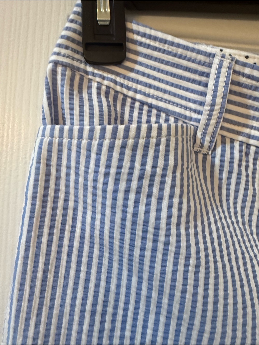 Talbots Blue and White Striped Seersucker Crop Pants - Picture 3 of 9